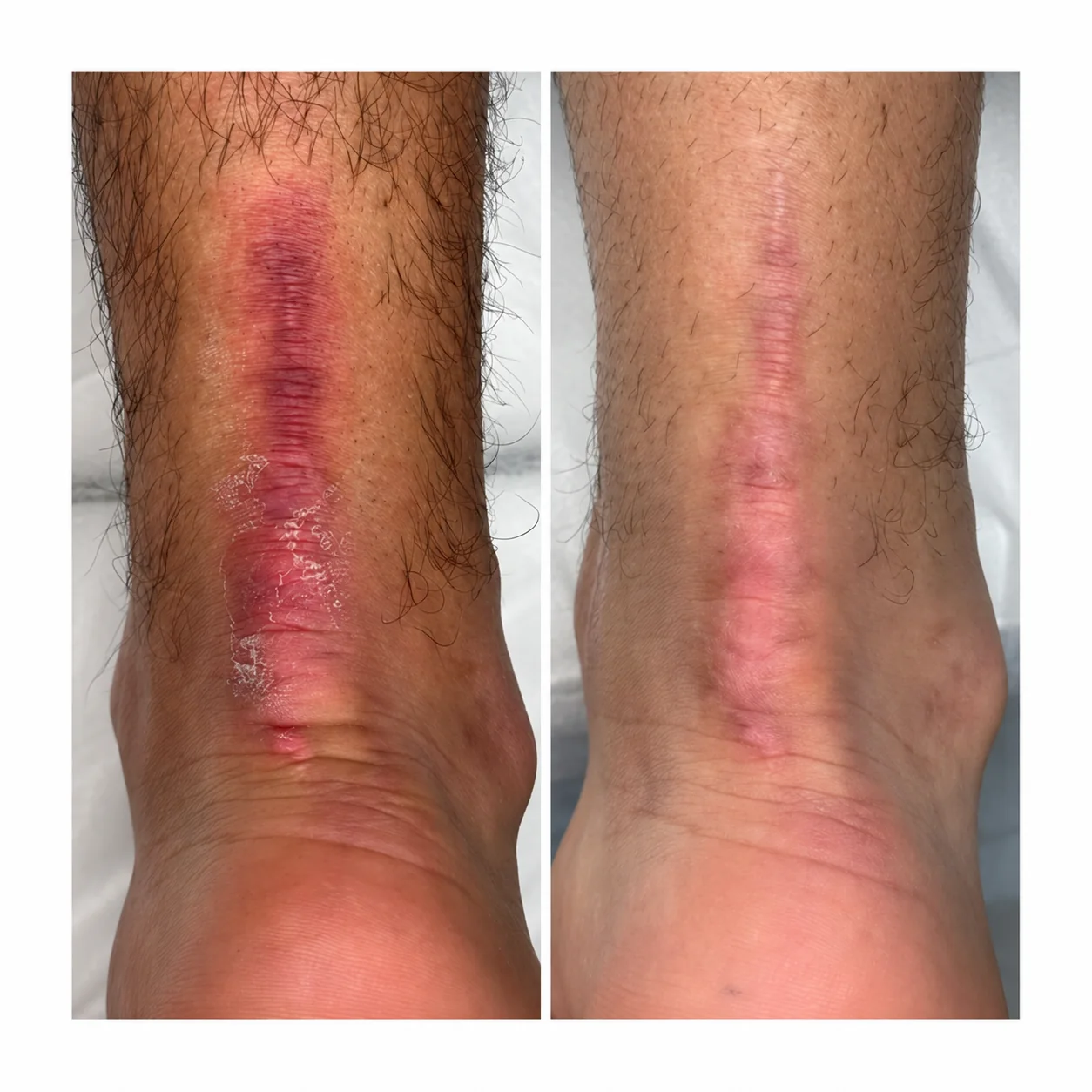 Before-and-after photo of body scar revision